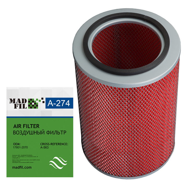 A-274 Фильтр воздушный (17801-2070) MADFIL от магазина Лубриком