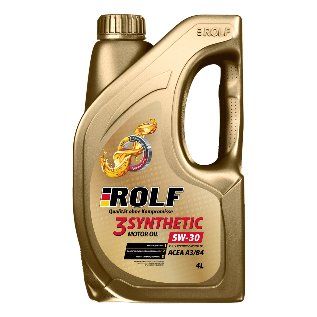 5W30 A3/B4 ROLF 3-SYNTHETIC 4л (пластик) синтетическое от магазина Лубриком