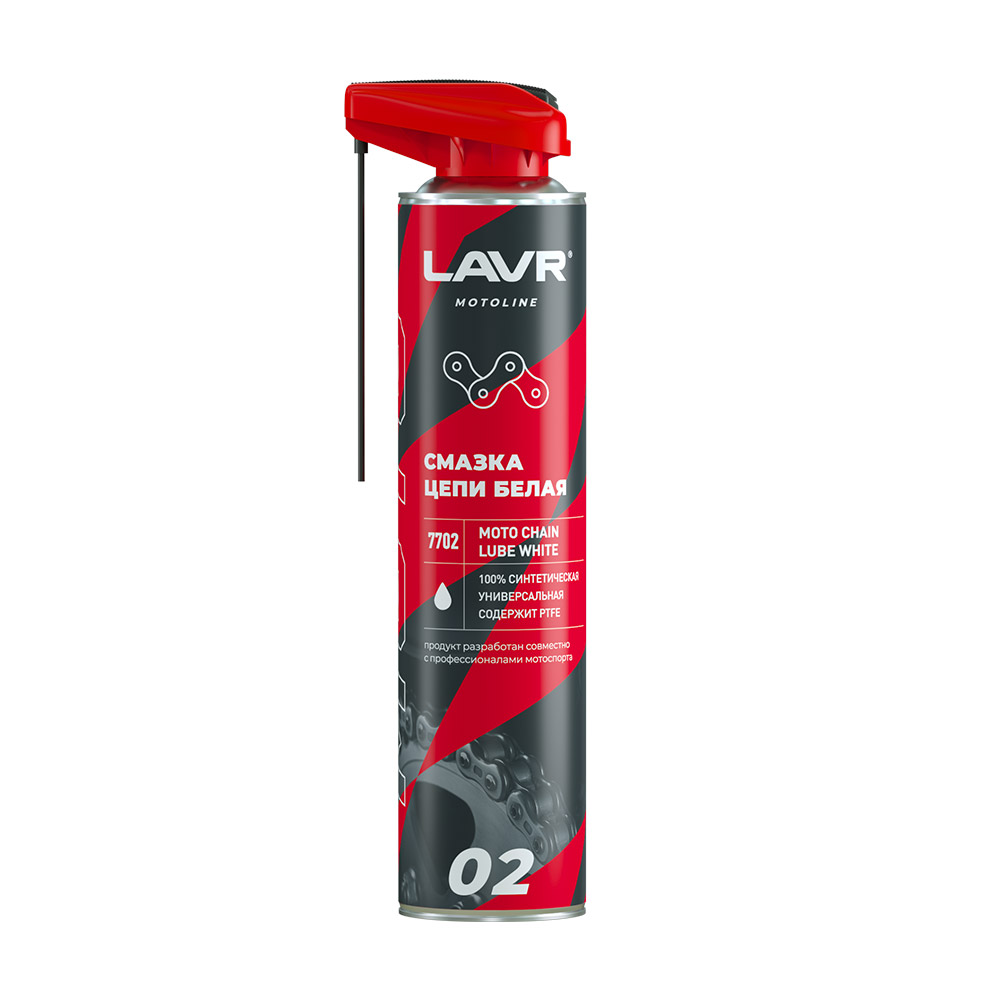 7702 Смазка цепи белая для мотоциклов LAVR MOTOLINE 520мл от магазина Лубриком