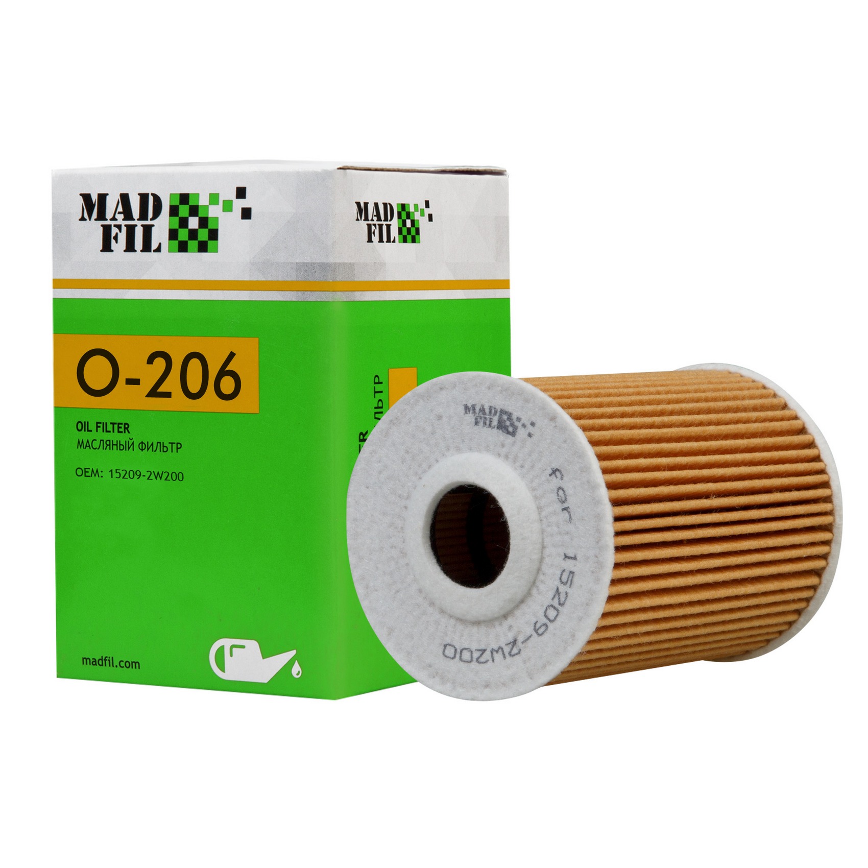 O-206 Фильтр масляный (15209-2W200) MADFIL от магазина Лубриком