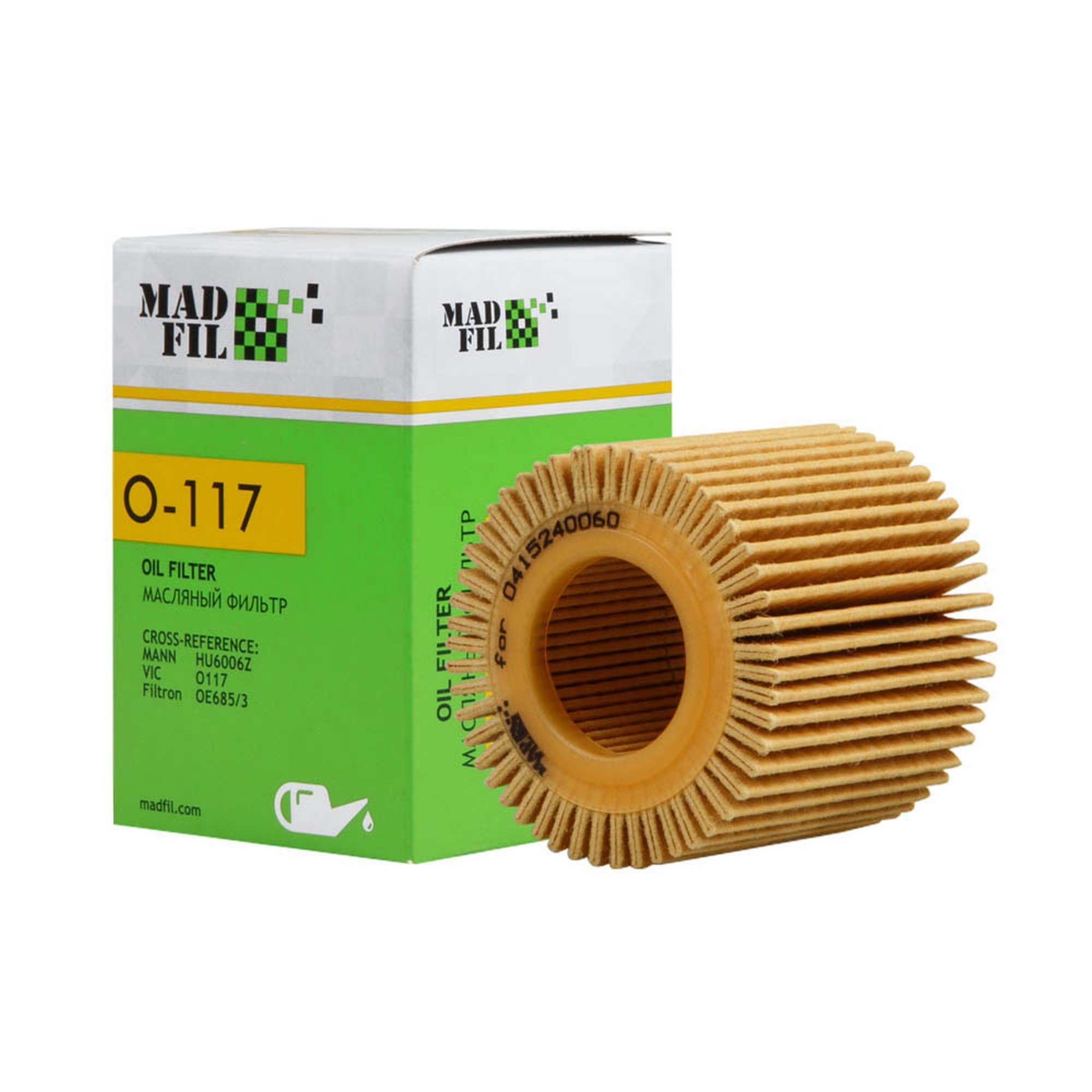 O-117 Фильтр масляный (04152-40060) MADFIL от магазина Лубриком